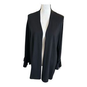 Alfani Womens Black Open Front Cardigan Core Fashion Tie Sleeves Top Size 2X‎